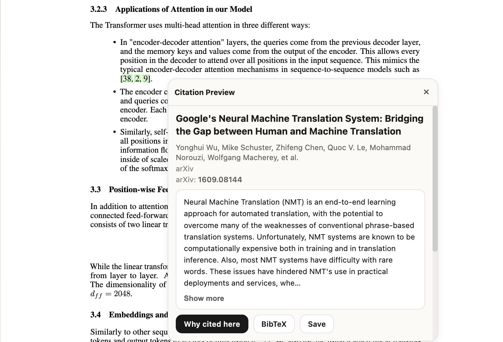 Wavely citation preview modal shown over a PDF